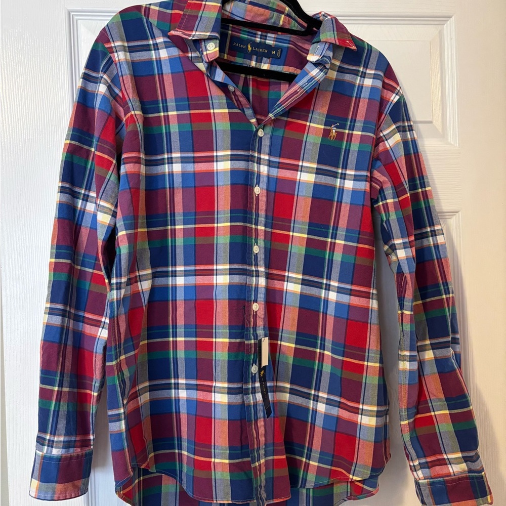 RL multicolor plaid button-down collared shirt